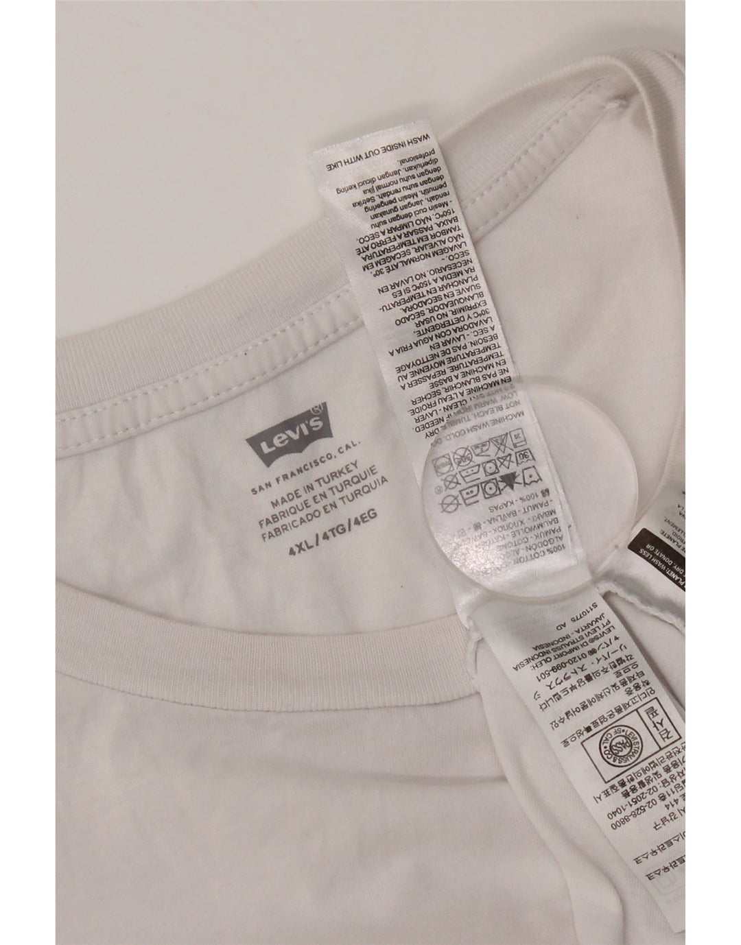 Camiseta gráfica masculina Levi's Top 4XL algodão branco