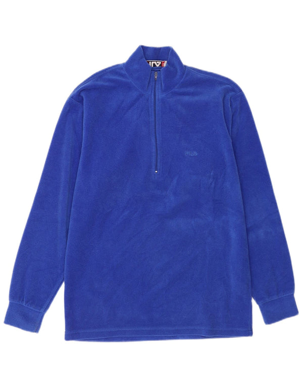 Fila Mens Zip Neck Fleece Jumper IT 46 Pequeno Azul