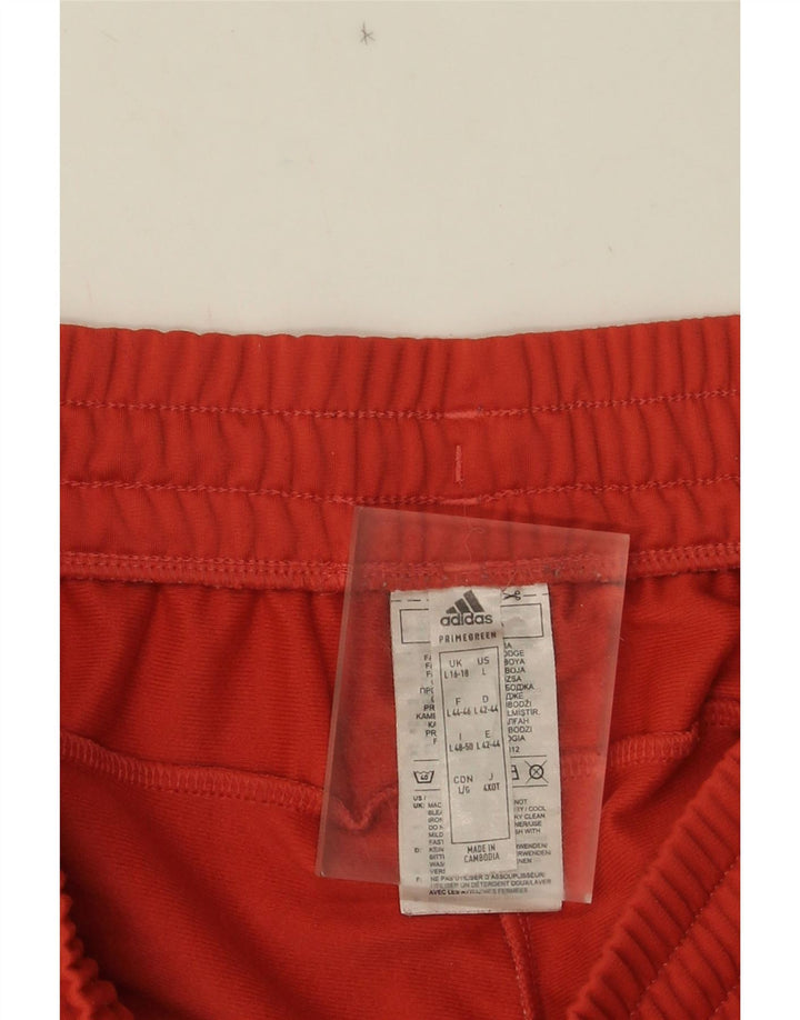 Calça de treino feminina Adidas UK 16/18 grande poliéster vermelho