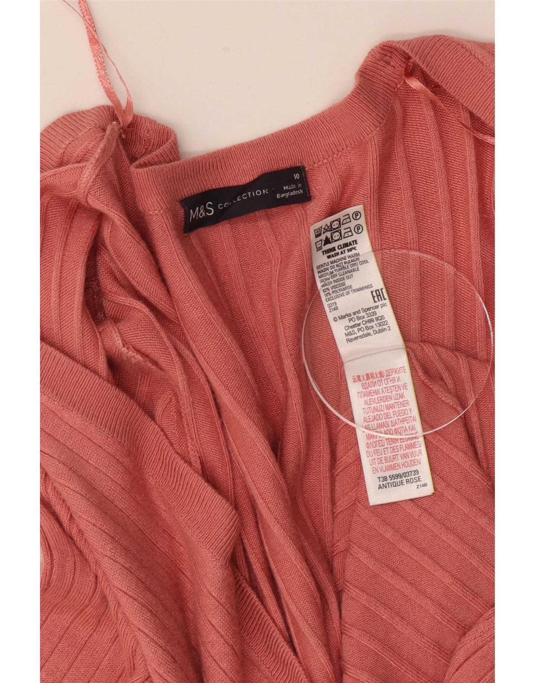 Suéter cardigã aberto feminino Marks & Spencer Longline Reino Unido 10 pequeno rosa