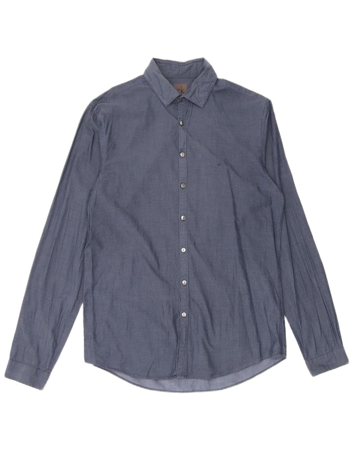 Camisa masculina CALVIN KLEIN Slim Fit tamanho 40 algodão azul marinho médio