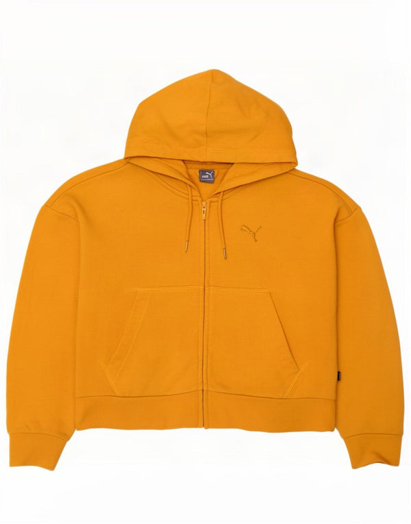 Suéter feminino Puma Crop Zip com capuz Reino Unido 14 algodão amarelo médio