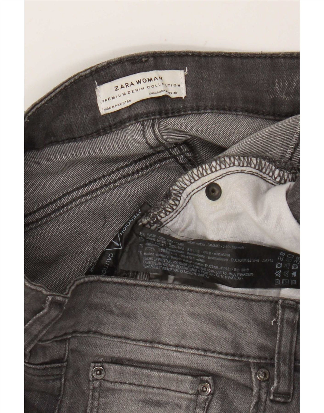 Calça jeans feminina Zara EU 40 médio W30 L25 algodão cinza