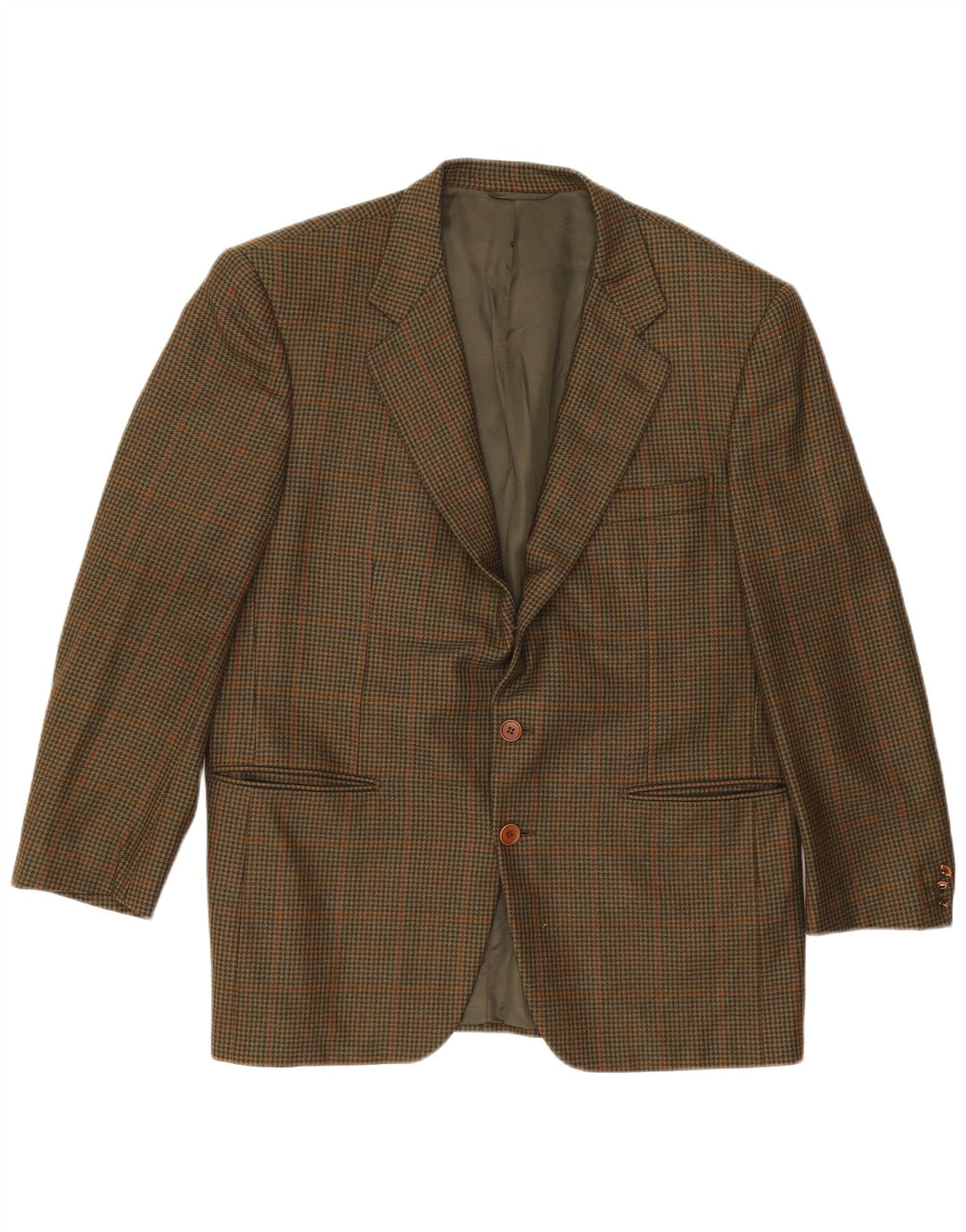 Jaqueta Blazer Masculina Galtrucco Regular Fit IT 50 Grande Cáqui Houndstooth