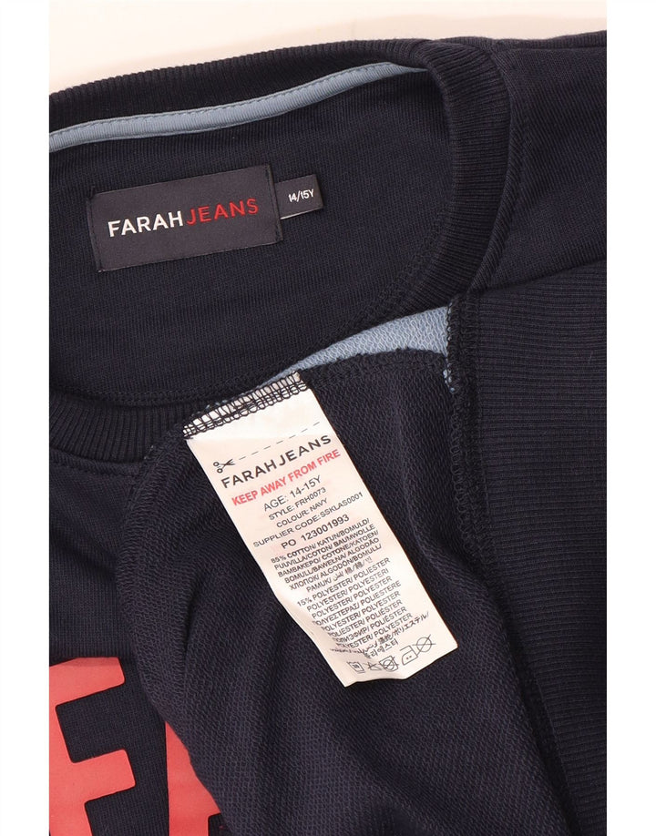Farah Boys Graphic Moletom Jumper 14-15 Anos Azul Marinho Colorblock