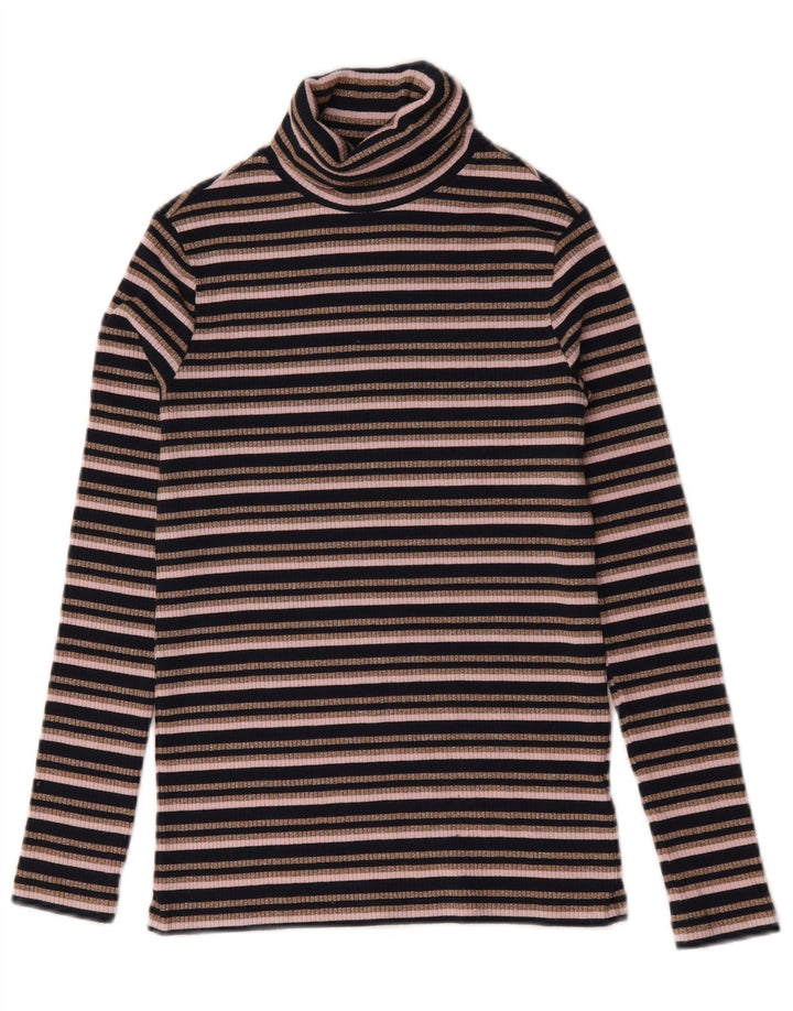 Marks & Spencer Top feminino com gola redonda e manga comprida Reino Unido 10 listrado preto pequeno