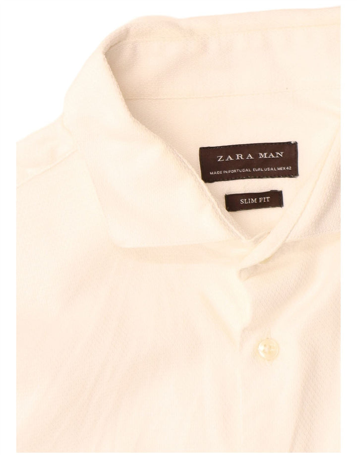 Camisa masculina Zara Slim Fit grande branca