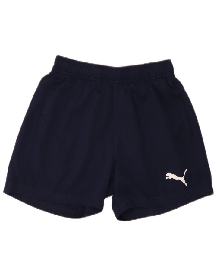 Shorts esportivos femininos Puma UK 10 pequeno poliéster azul marinho