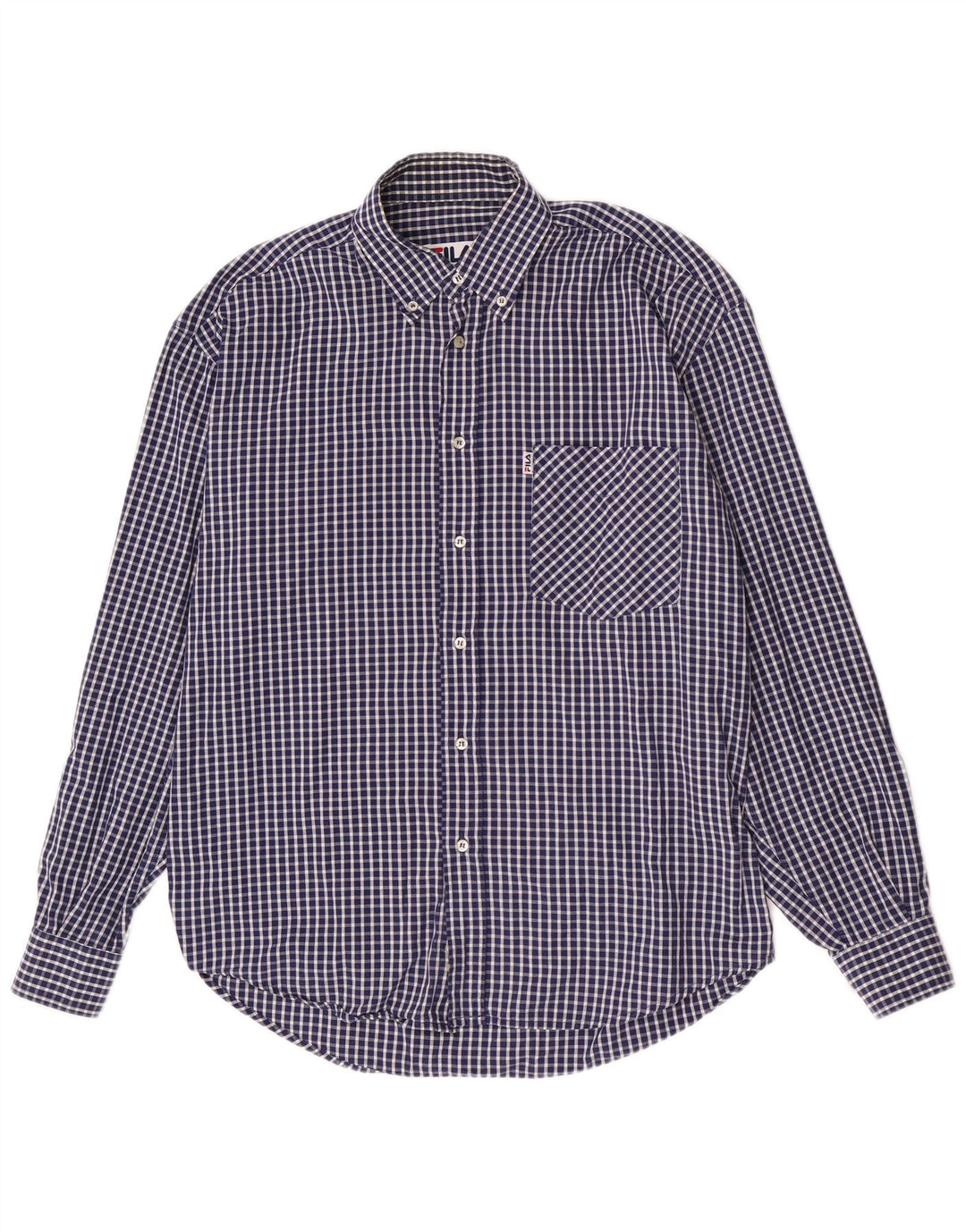 Camisa Fila Masculina Regular Fit Médio Algodão Gingham Azul Marinho
