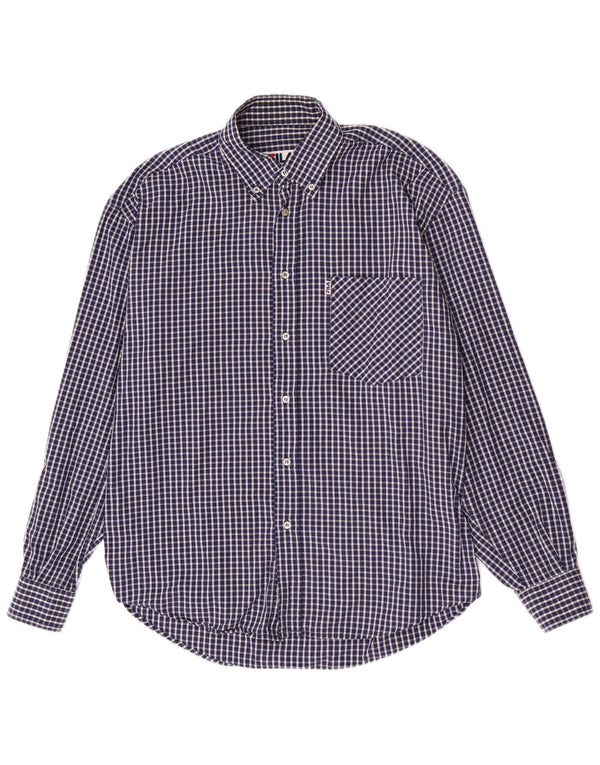 Camisa Fila Masculina Regular Fit Médio Algodão Gingham Azul Marinho