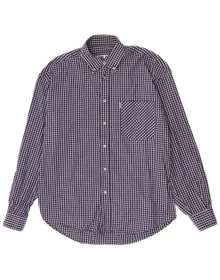 Camisa Fila Masculina Regular Fit Médio Algodão Gingham Azul Marinho