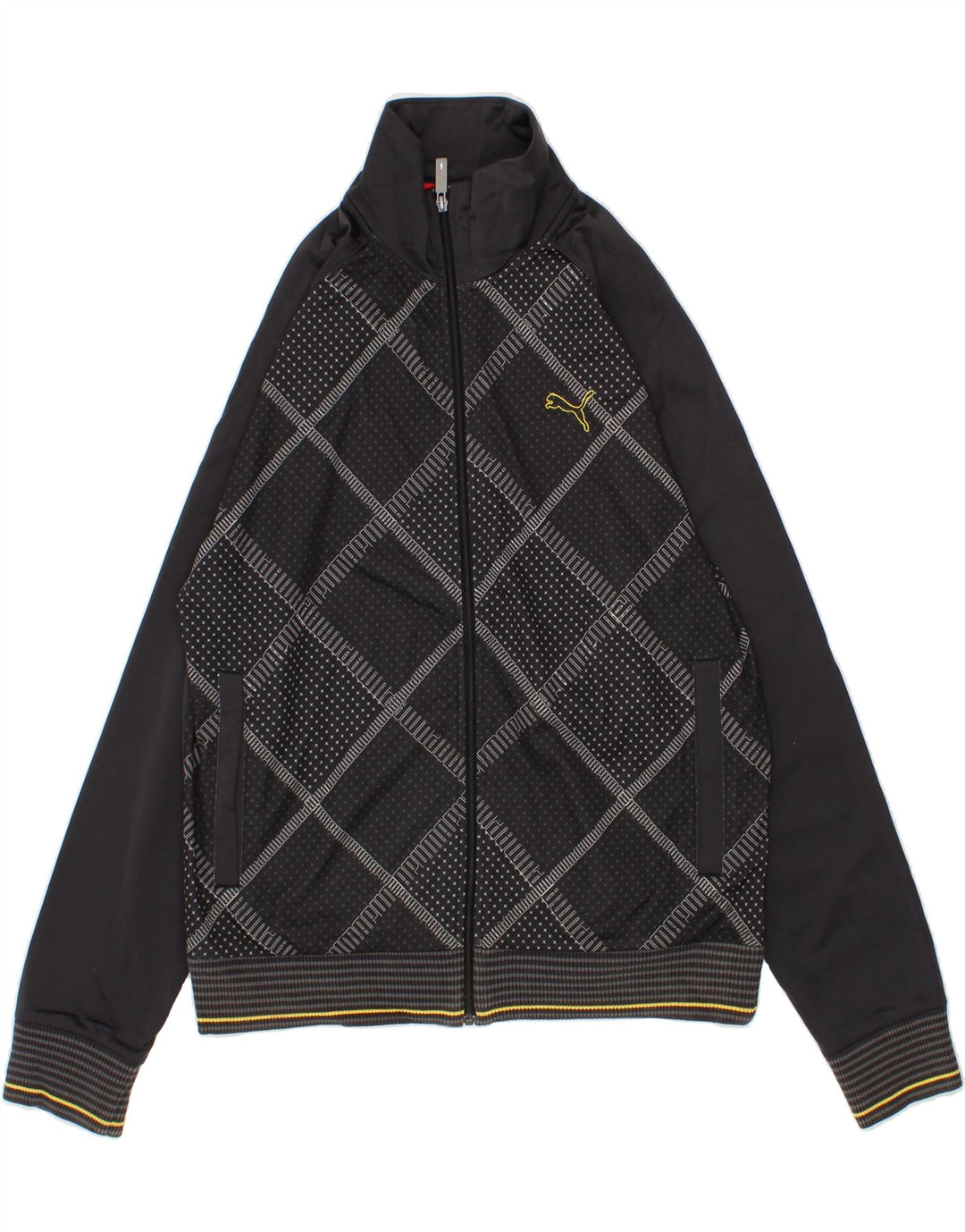 PUMA Mens Graphic Tracksuit Top Jaqueta Grande Poliéster Geométrico Cinza