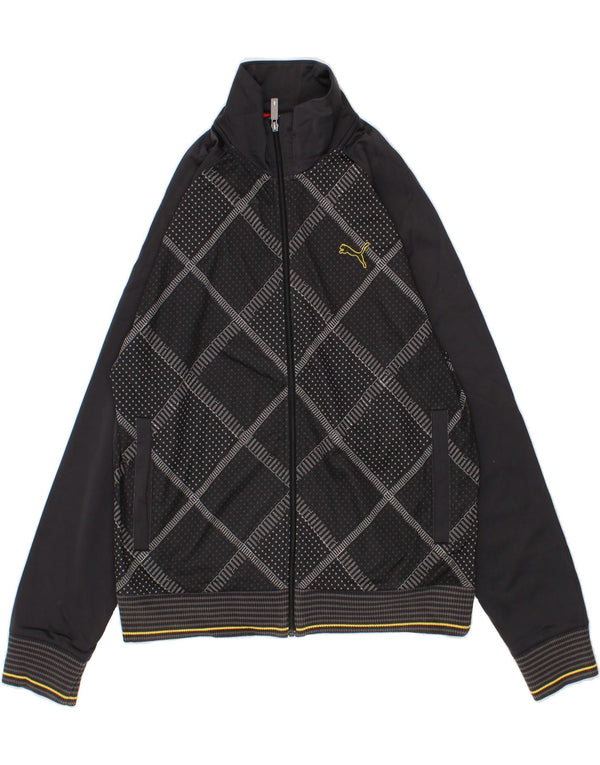 PUMA Mens Graphic Tracksuit Top Jaqueta Grande Poliéster Geométrico Cinza