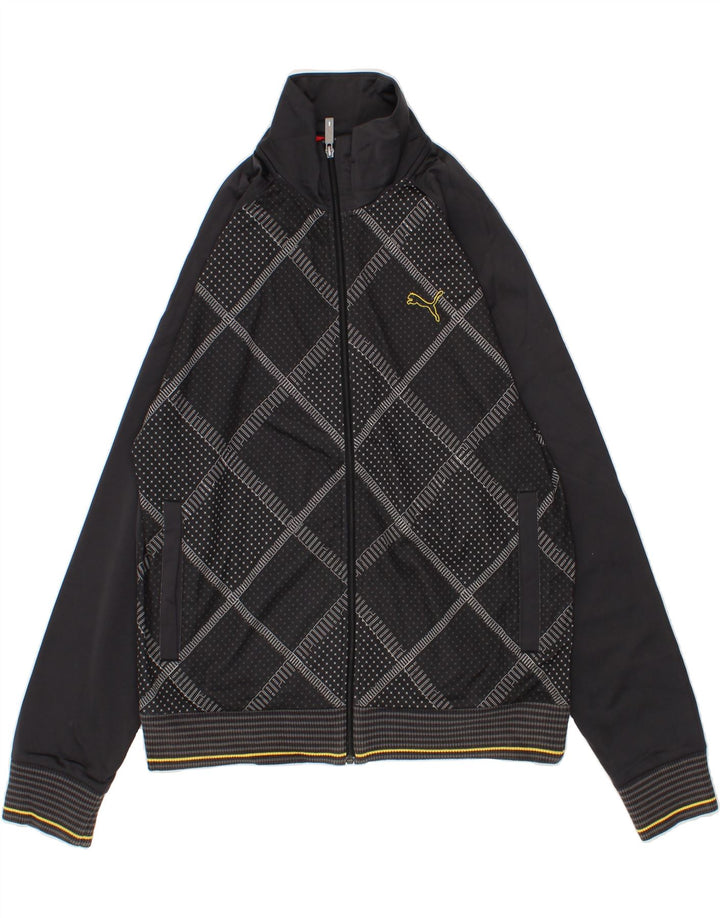 PUMA Mens Graphic Tracksuit Top Jaqueta Grande Poliéster Geométrico Cinza