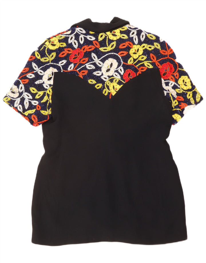Jaqueta blazer feminina Gai Mattiolo com 1 botão IT 48 XL preta floral