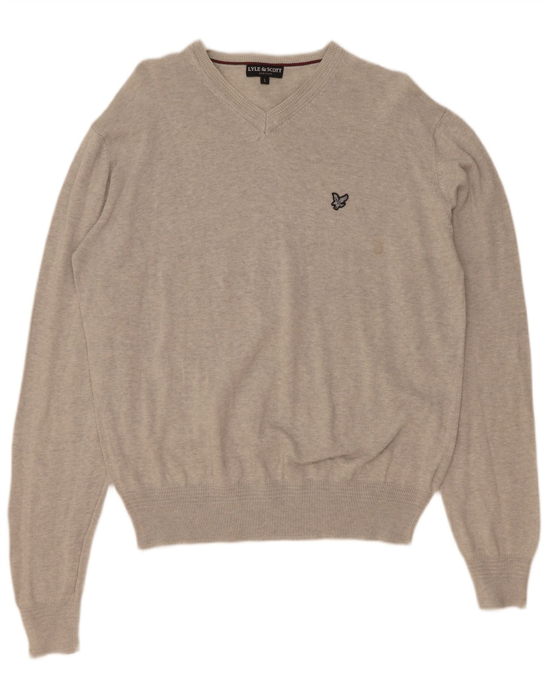 Lyle & Scott Suéter masculino Heritage com decote em V, grande algodão cinza