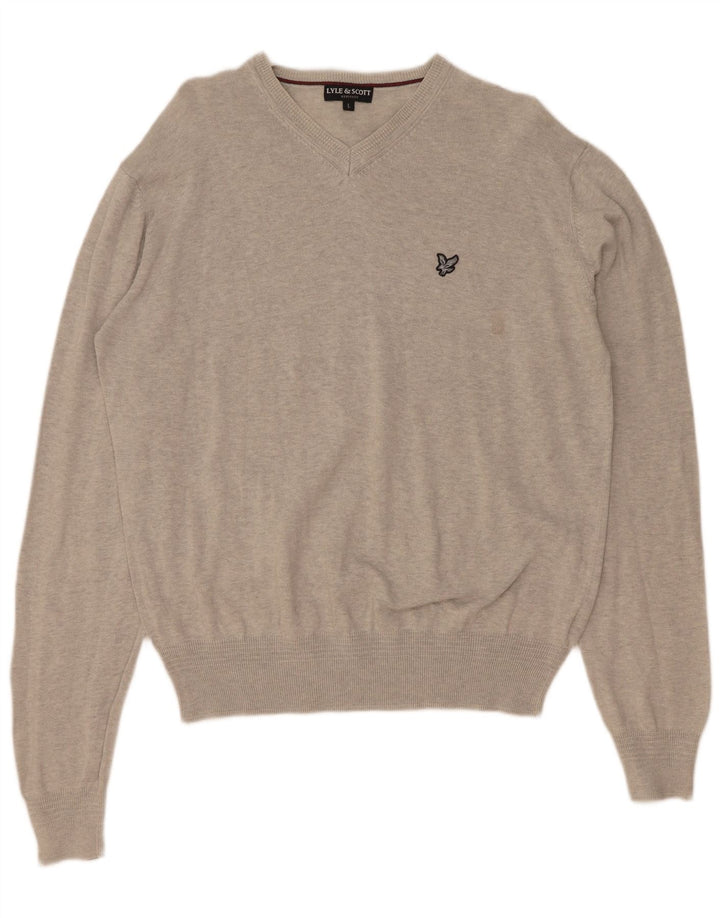 Lyle & Scott Suéter masculino Heritage com decote em V, grande algodão cinza