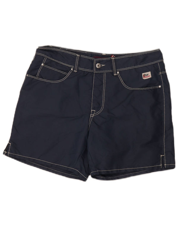 Roy Rogers Mens Seven Bell Shorts de natação médio azul marinho poliamida