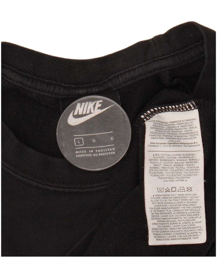 NIKE Womens Sweatshirt Jumper UK 16 Grande Algodão Preto