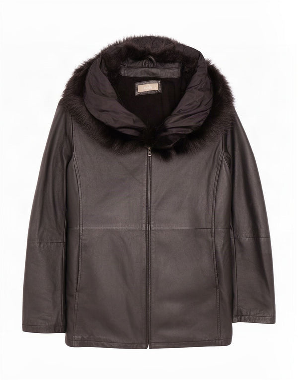 Casaco de couro grande Wallis feminino Reino Unido 10 pequeno preto
