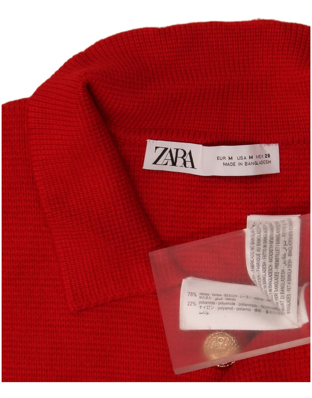 Suéter cardigã feminino Zara Reino Unido 12 viscose vermelha média