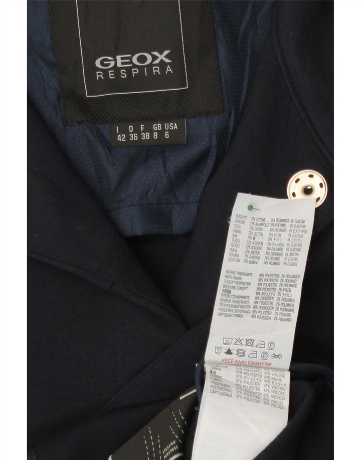 Sobretudo feminino Geox Respira UK 8 pequeno algodão azul marinho