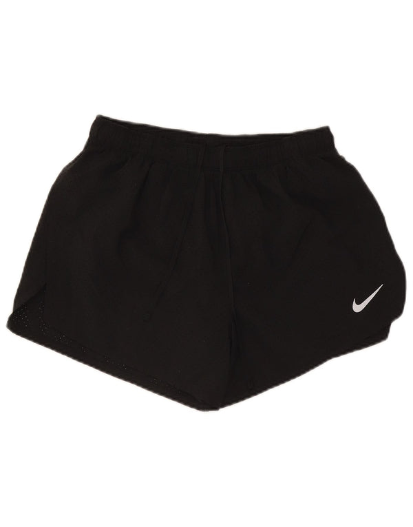 Shorts esportivos femininos Nike Dri Fit UK 12 poliéster preto médio