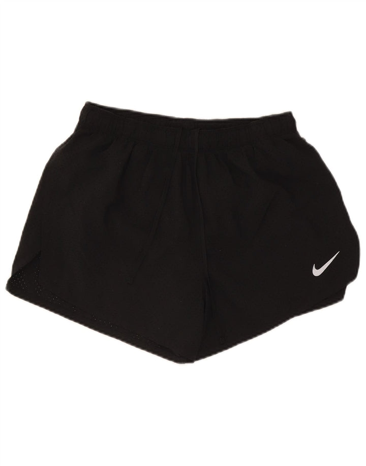 Shorts esportivos femininos Nike Dri Fit UK 12 poliéster preto médio