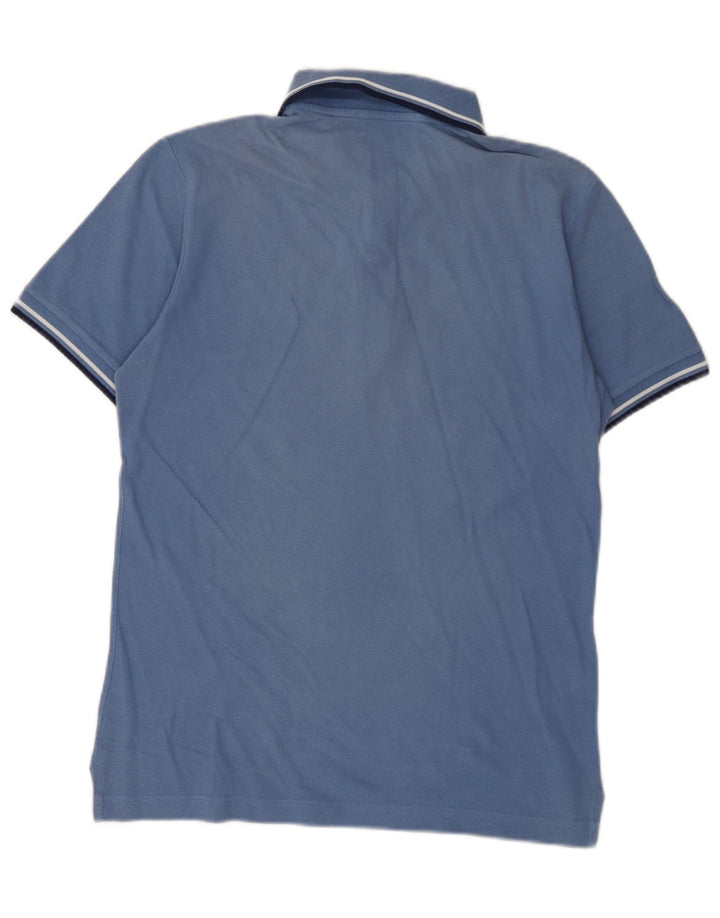 Camisa polo masculina Fred Perry pequena azul algodão