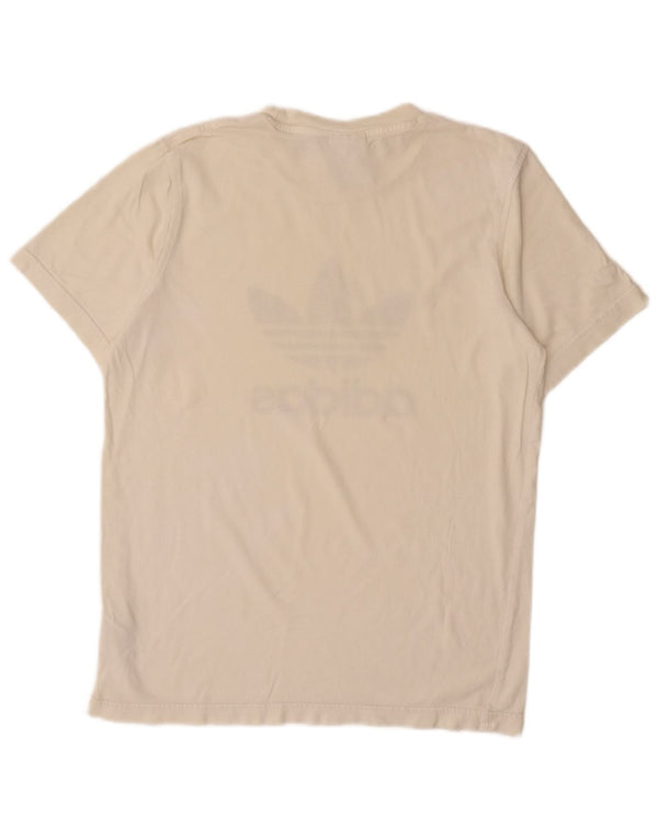 ADIDAS Mens Graphic T-Shirt Top Pequeno Off White Algodão