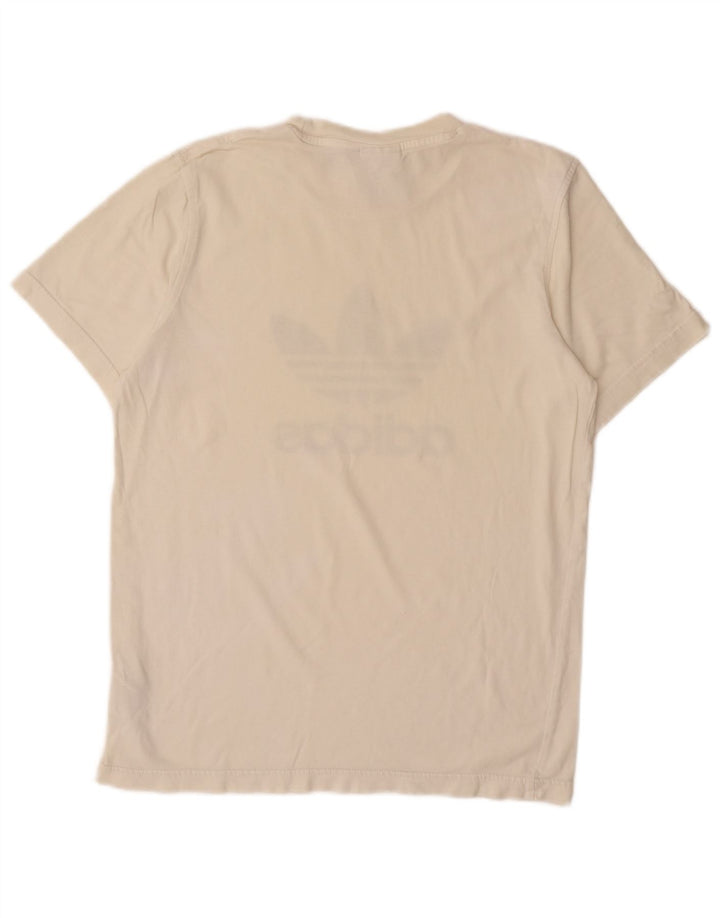 ADIDAS Mens Graphic T-Shirt Top Pequeno Off White Algodão