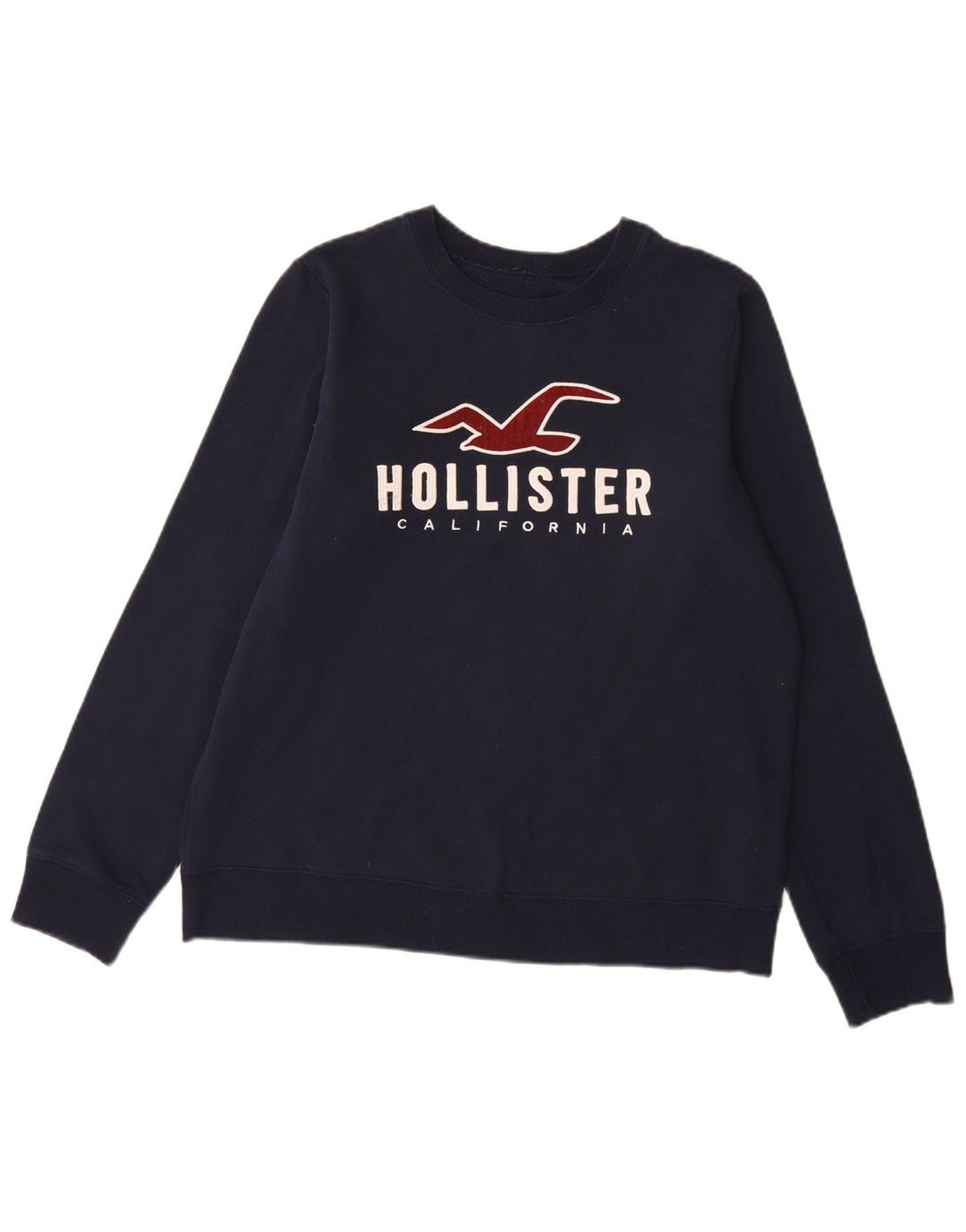 Hollister moletom masculino gráfico jumper médio algodão azul marinho