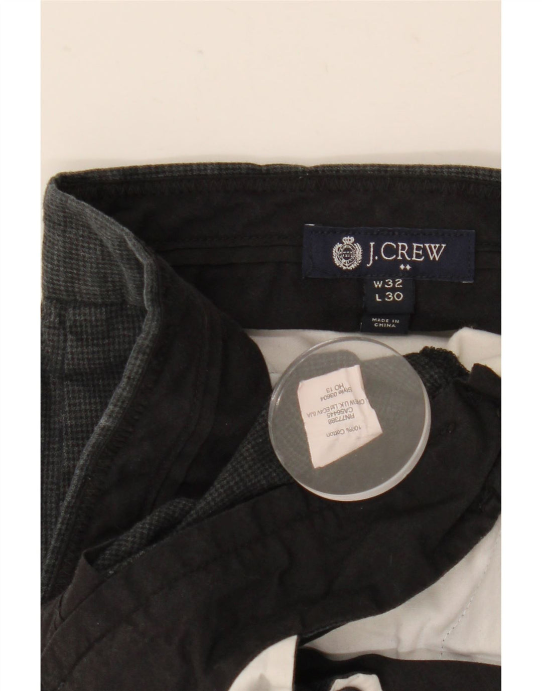 J. Crew Calça Chino Masculina Slim W32 L30 Cinza Houndstooth Algodão