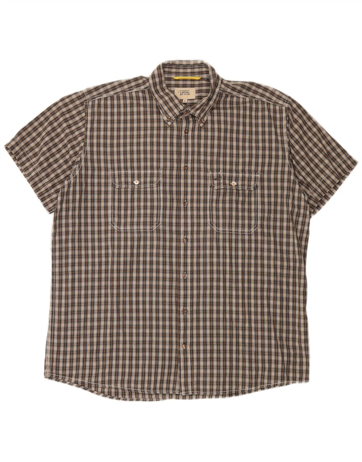 Camisa masculina de manga curta Camel Active XL marrom xadrez algodão