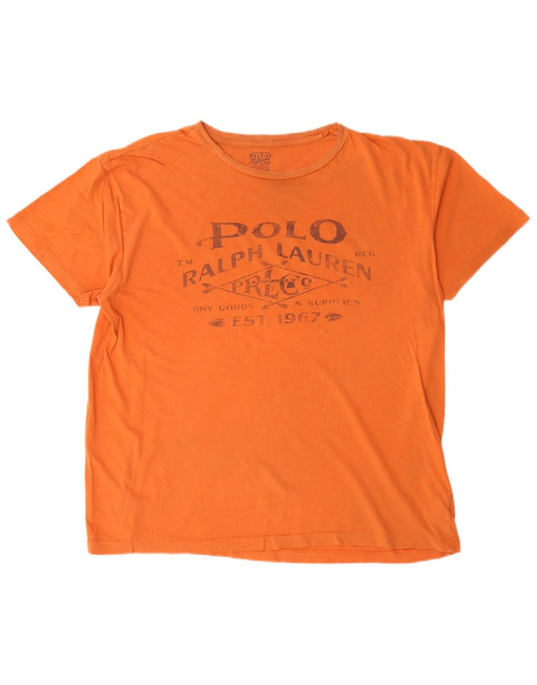 Camiseta masculina Polo Ralph Lauren com estampa gráfica em algodão laranja médio