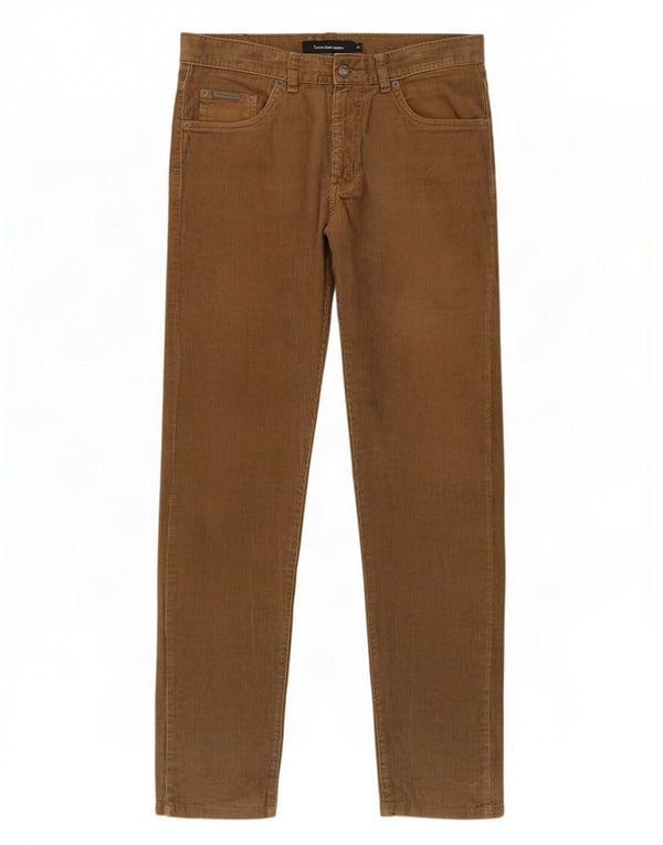 Calvin Klein Mens Slim Corduroy Trousers W30 L29 Beige Cotton