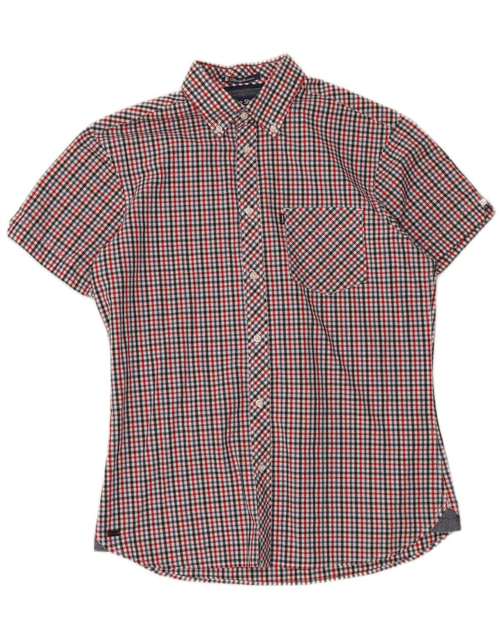 Camisa masculina de manga curta LE SHARK de algodão guingão multicolorido médio