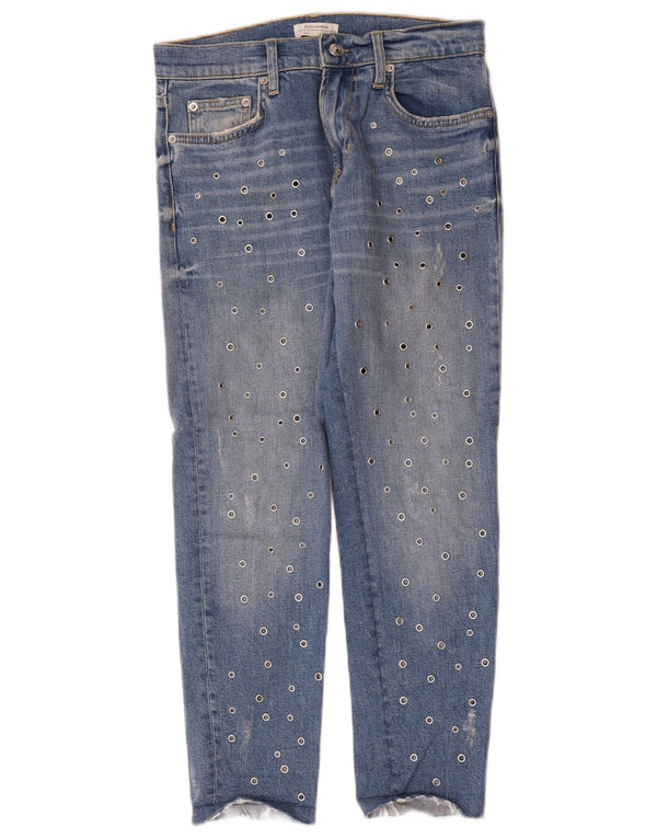 Zara Jeans Slim Feminino EU 34 2XS W24 L26 Azul Manchado