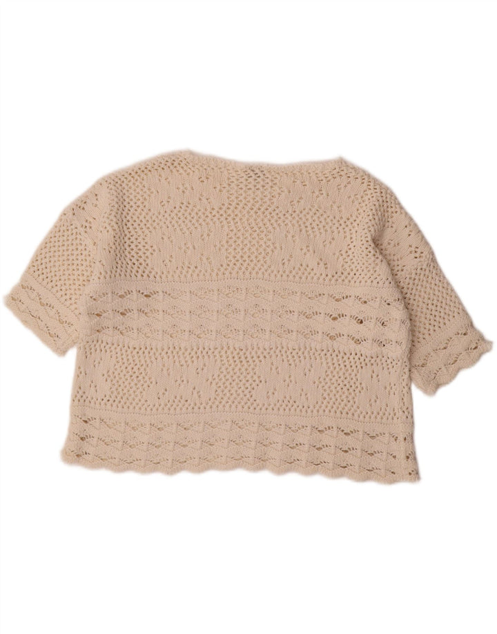 Suéter feminino Redok com gola canoa e gola redonda, tamanho médio, off white