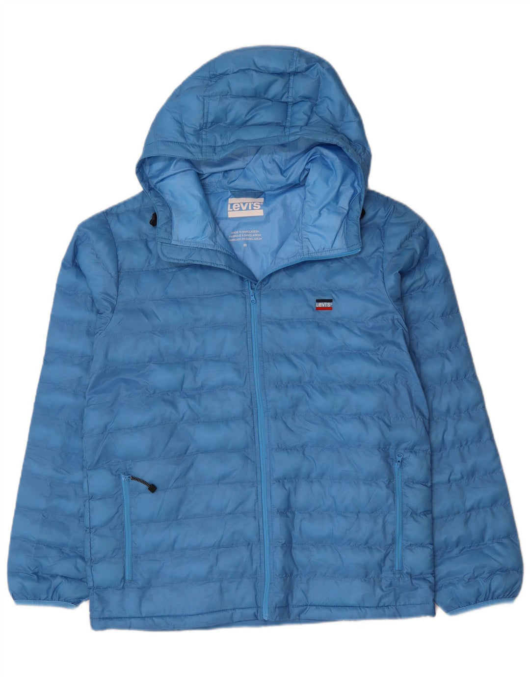 Jaqueta masculina acolchoada com capuz LEVI'S UK 38 poliéster azul médio