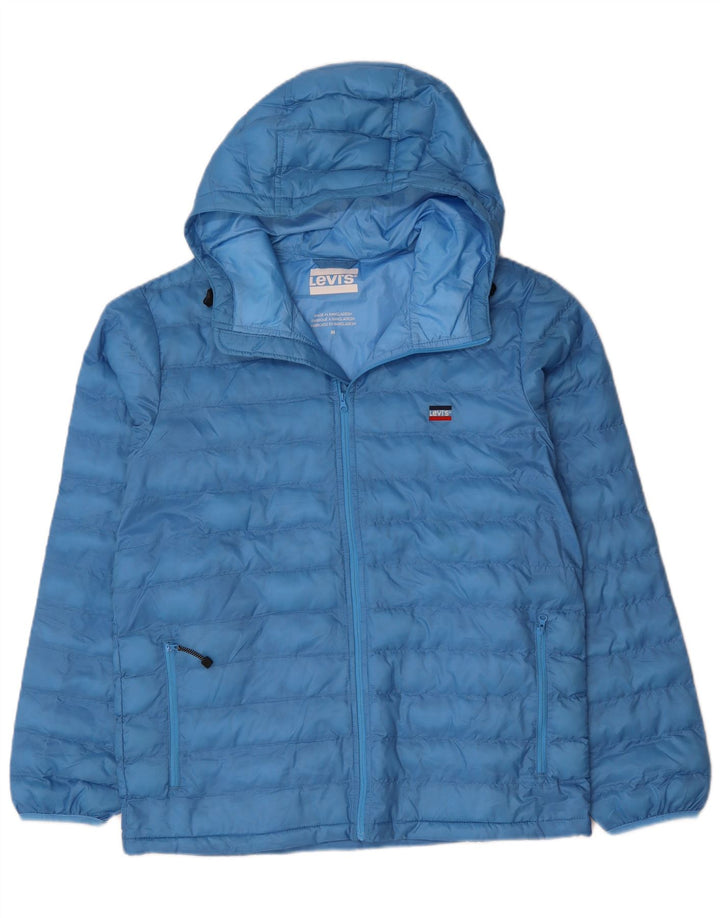 Jaqueta masculina acolchoada com capuz LEVI'S UK 38 poliéster azul médio