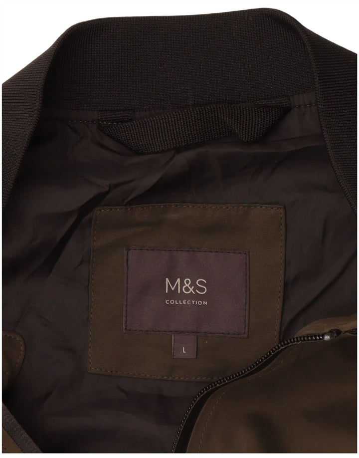 Jaqueta bomber masculina Marks & Spencer grande poliéster cáqui