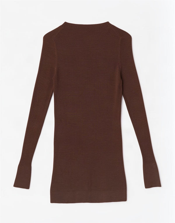 Suéter cardigã feminino Massimo Dutti com palangre Reino Unido 10 lã marrom pequena