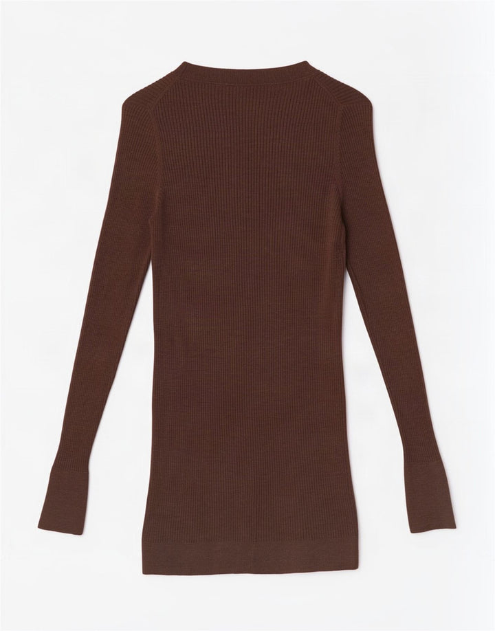 Suéter cardigã feminino Massimo Dutti com palangre Reino Unido 10 lã marrom pequena