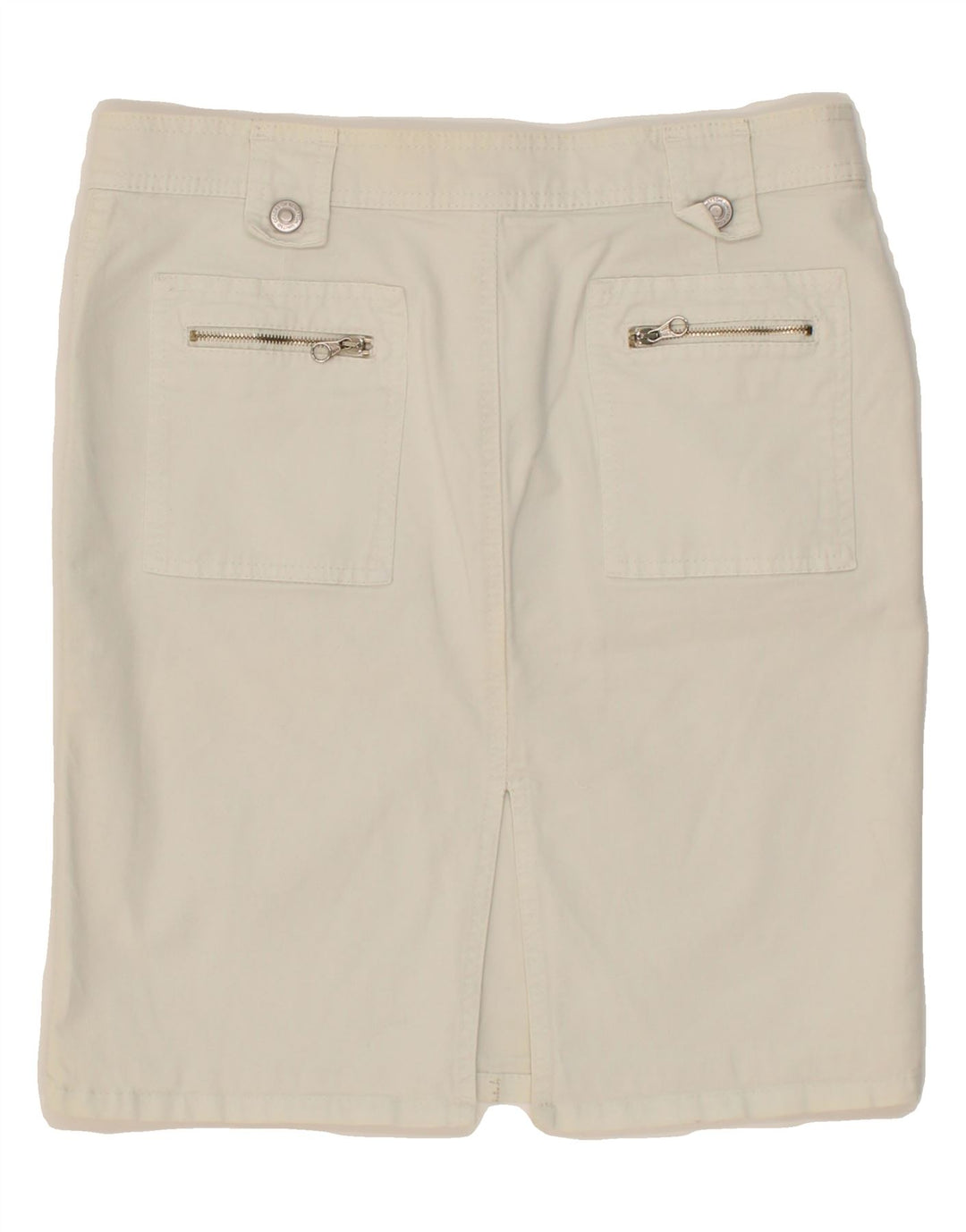 BENETTON Womens Denim Skirt IT 44 Medium W30 White Cotton Vintage Benetton and Second-Hand Benetton from Messina Hembry 
