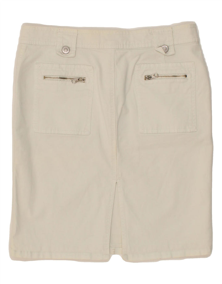 BENETTON Womens Denim Skirt IT 44 Medium W30 White Cotton Vintage Benetton and Second-Hand Benetton from Messina Hembry 