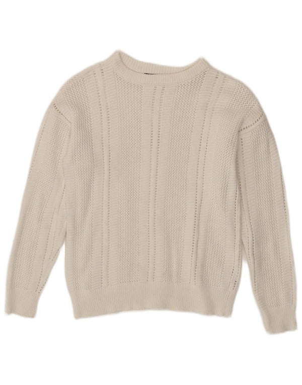 Suéter feminino Marks & Spencer com gola canoa Reino Unido 6 XS algodão branco