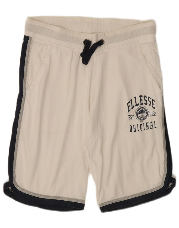 Ellesse Mens Graphic Sport Shorts médio branco colorblock algodão