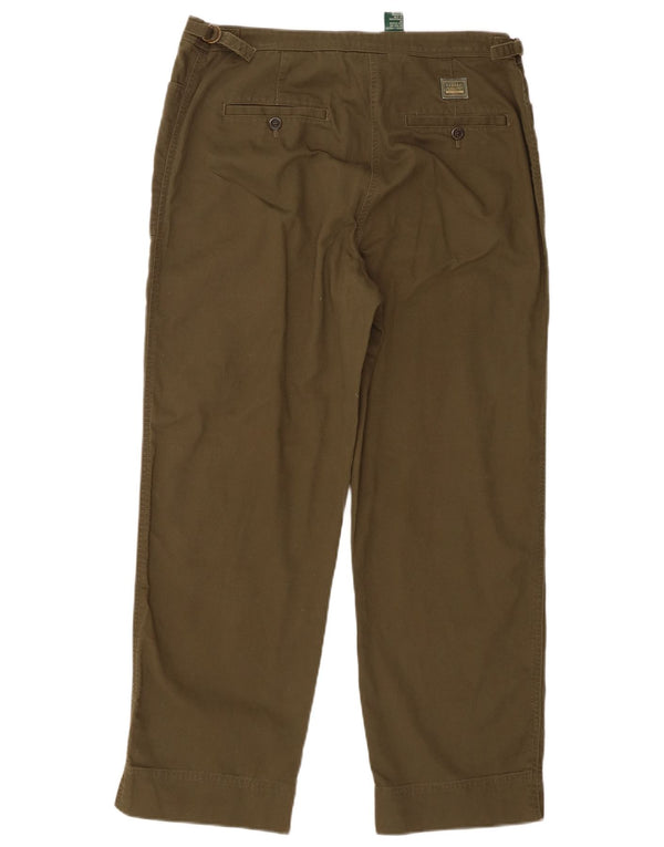 Calça feminina Ralph Lauren de cintura alta US 12 grande W32 L27 algodão cáqui