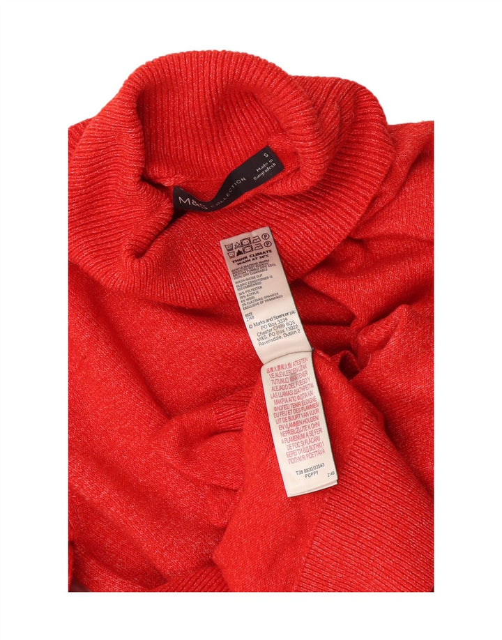 Suéter feminino Marks & Spencer com gola redonda Reino Unido 10 pequeno vermelho manchado